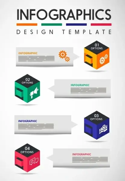 infographic design elements 3d colorful cubes icons