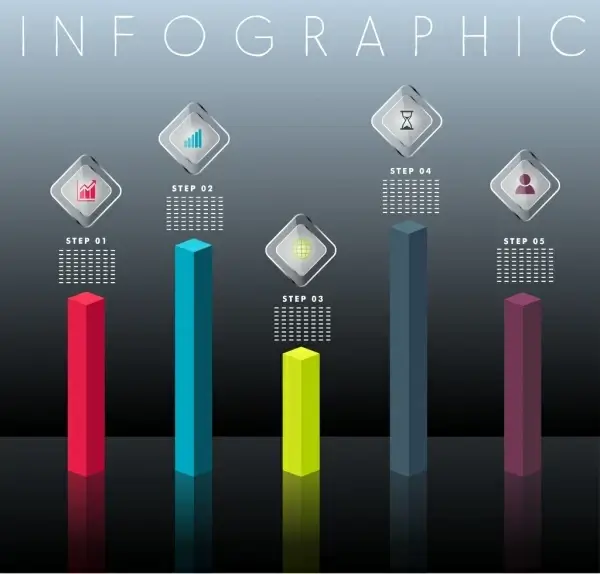 infographic design elements 3d column charts