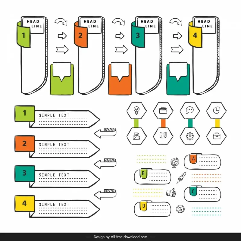  infographic design elements collection hand drawn shapes
