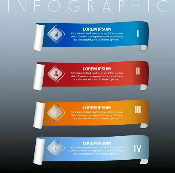infographic design elements multicolored horizontal roll decor