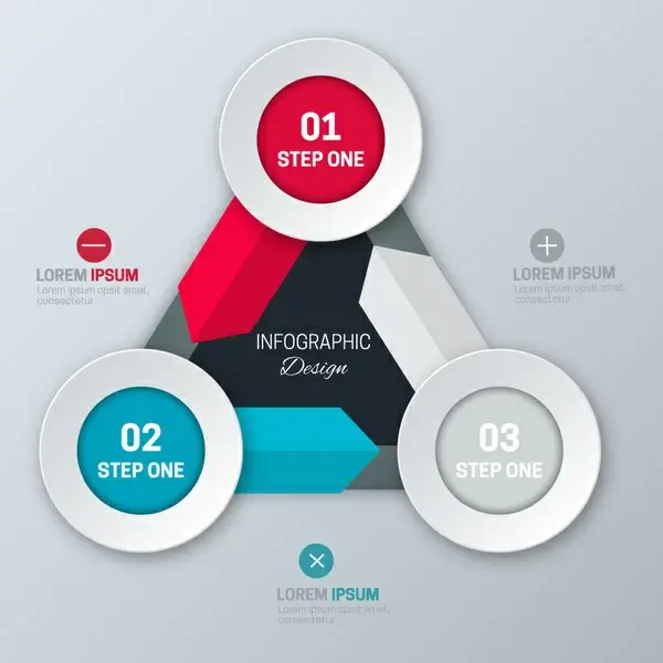 infographic design with 3d rounds and arrows