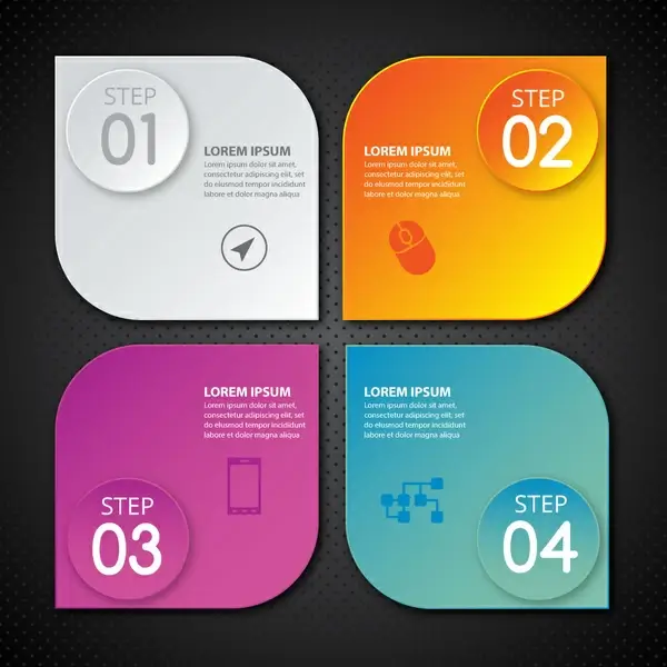 infographic design with four rounded squares
