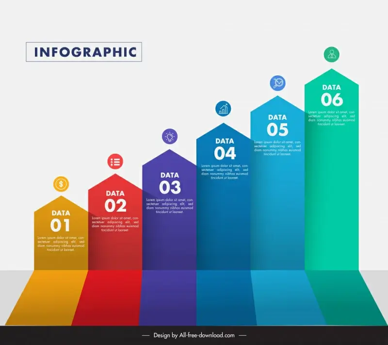 infographic graph template elegant 3d vertical tabs