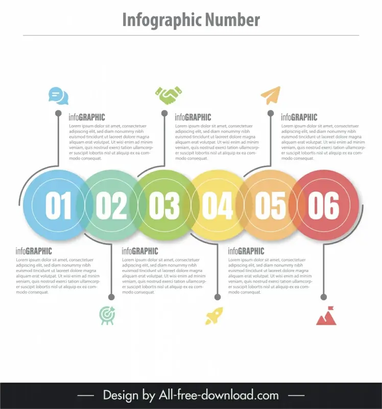 infographic number template colorful circles connection layout