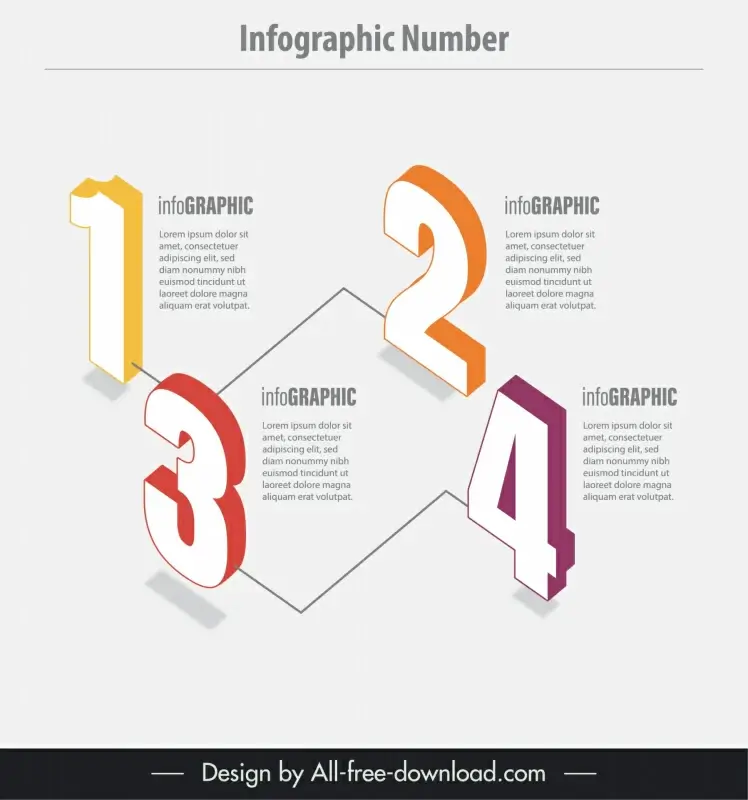 infographic number template elegant 3d