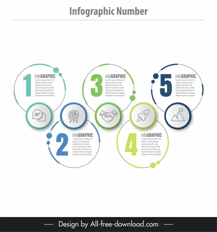 infographic number template elegant circles connection layout