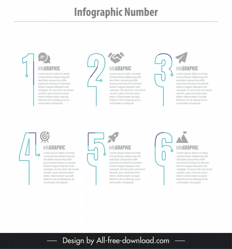 infographic number template flat ui layout