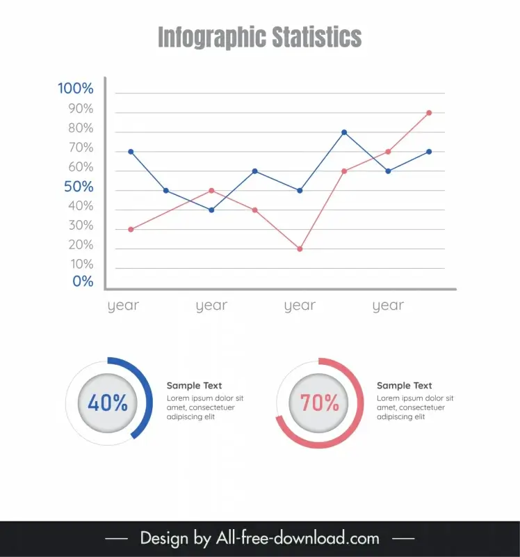 infographic statistics design elements flat line circle charts