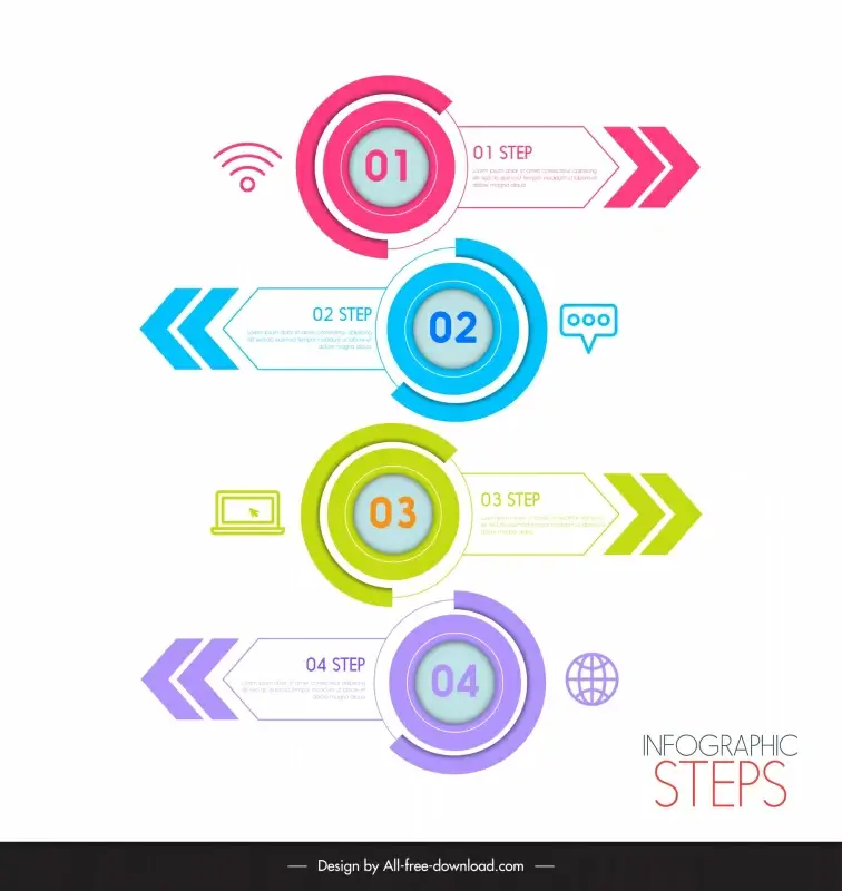   infographic steps template flat arrows circles shapes