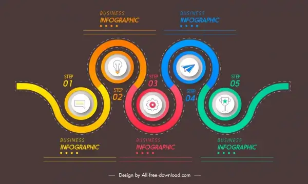 infographic template colorful curved lines circles decor