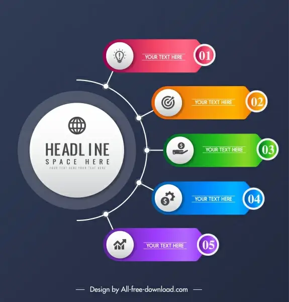 infographic template modern colorful branch circle chart