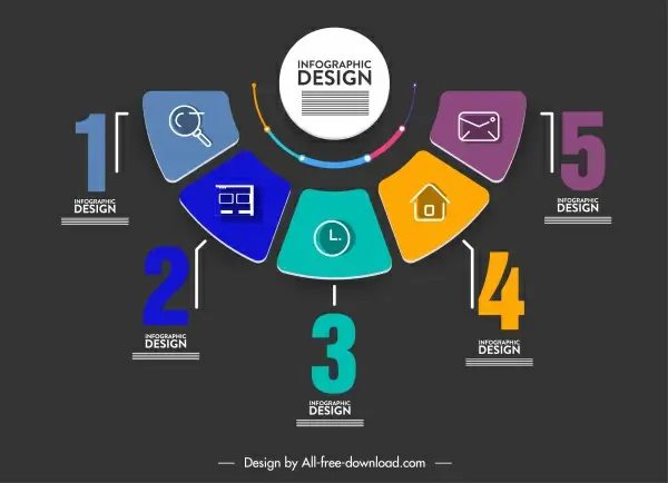 infographic template modern colorful dark section chart sketch