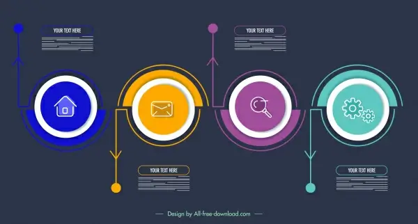 infographic template modern dark colorful circles decor