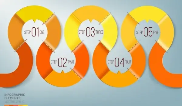 infographic template shiny curved orange line decor
