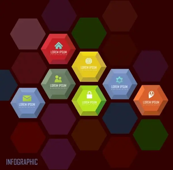 infographic template various colorful polygon background
