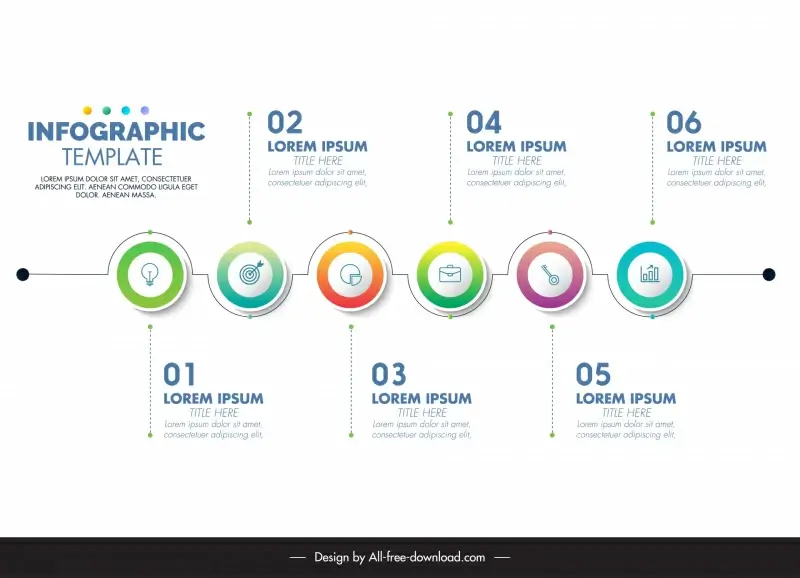 infographic timeline modern elegant continuous line circles 