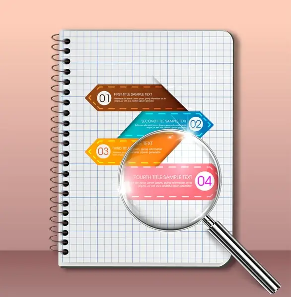 infographic vector illustration with paper sheet and magnifier