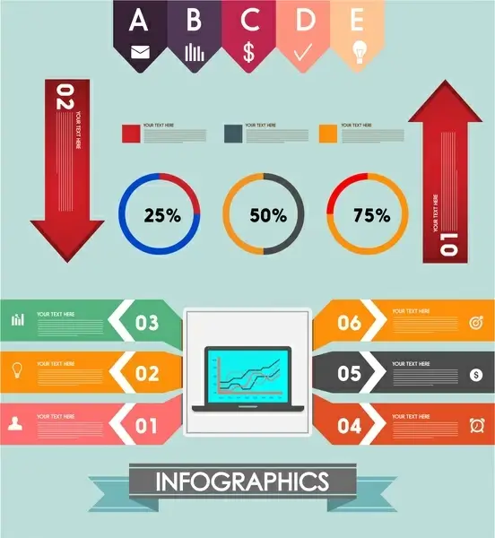 infographics vector illustration with arrow and circles