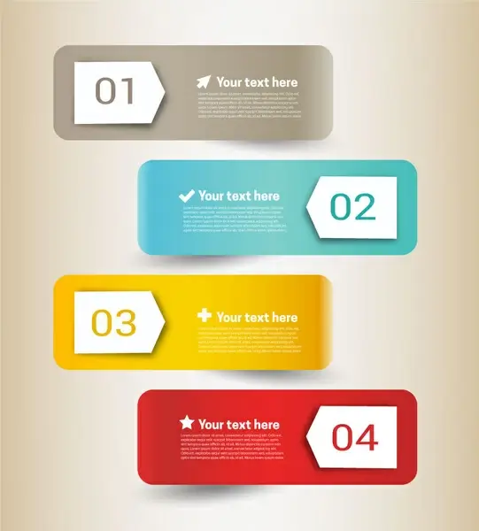 inforgraphic vector illustration on horizontal colored labels