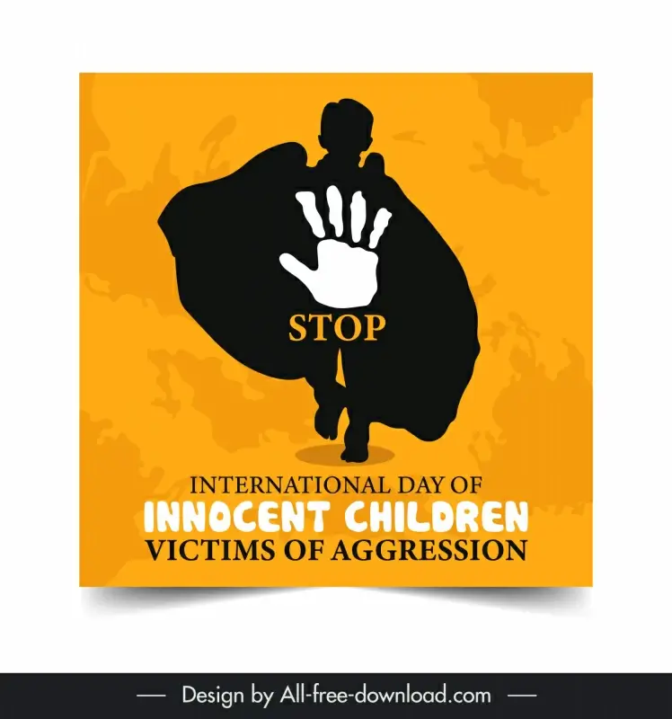  innocent children international day poster template flat silhouette 