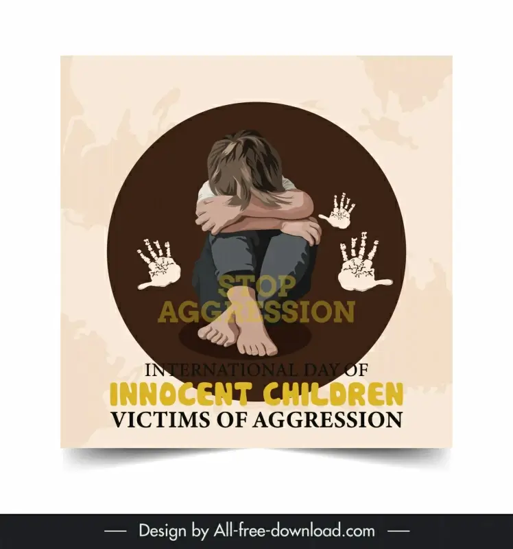  innocent children victims poster template retro upset kid hands circle