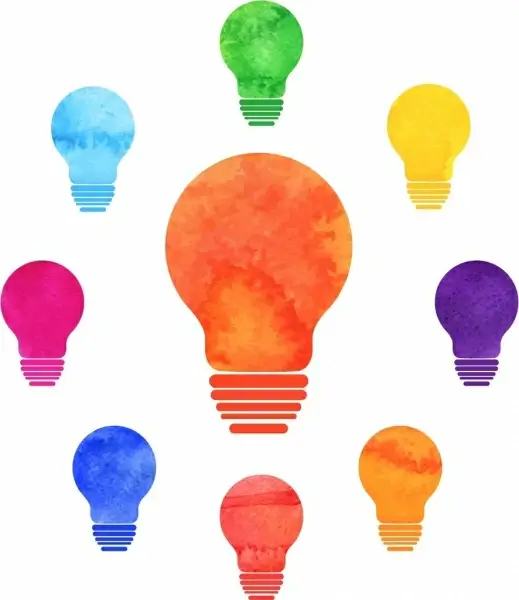 innovation concept background colorful light bulbs icons