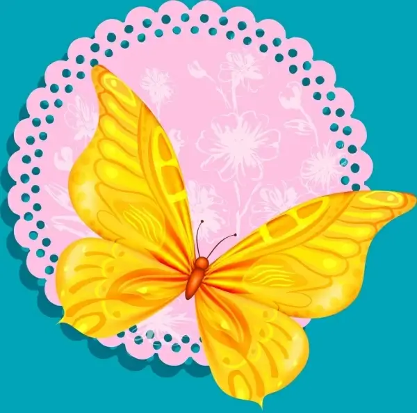 insect background yellow butterfly icon decor