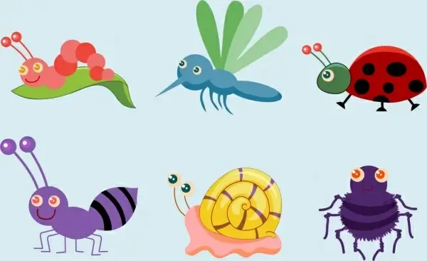 insects icons collection various colored symbols