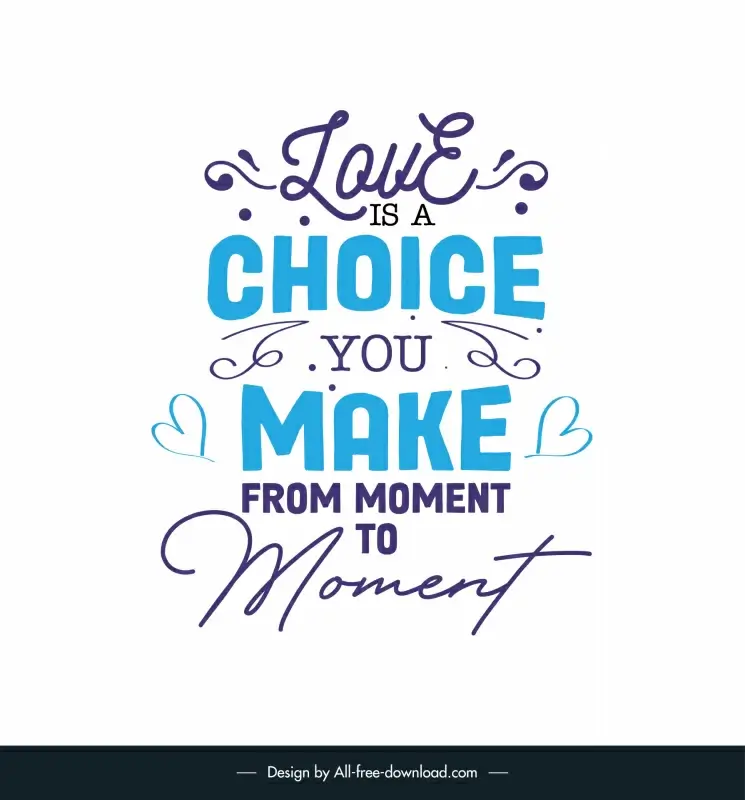 inspirational love quotes poster template flat calligraphic texts hearts decor