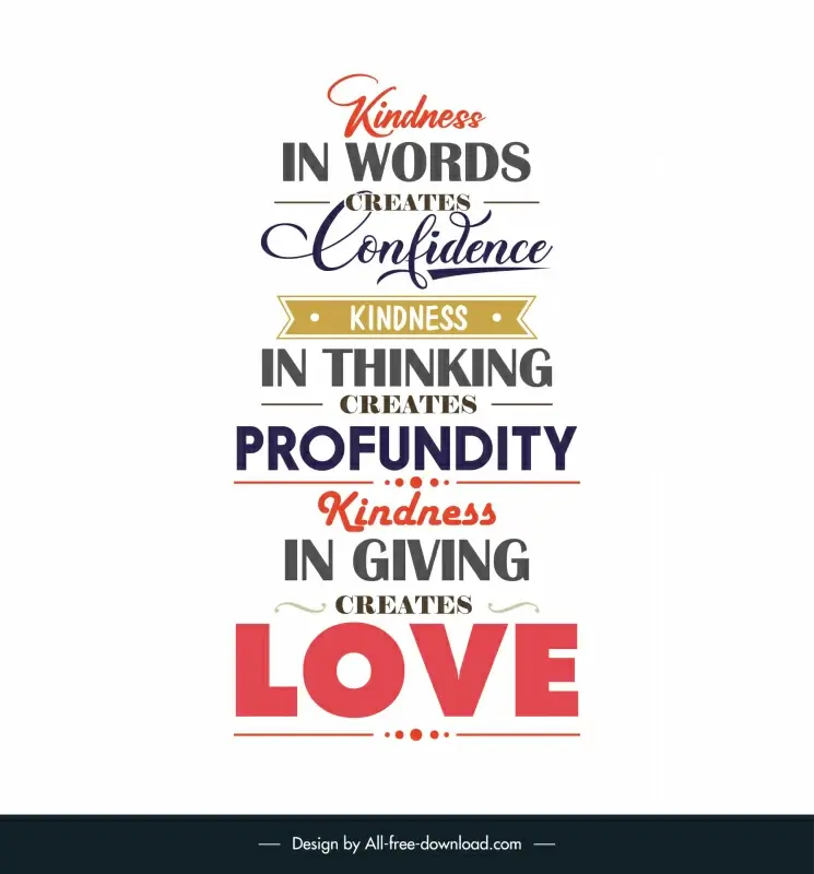 inspirational love quotes poster template flat symmetric texts layout