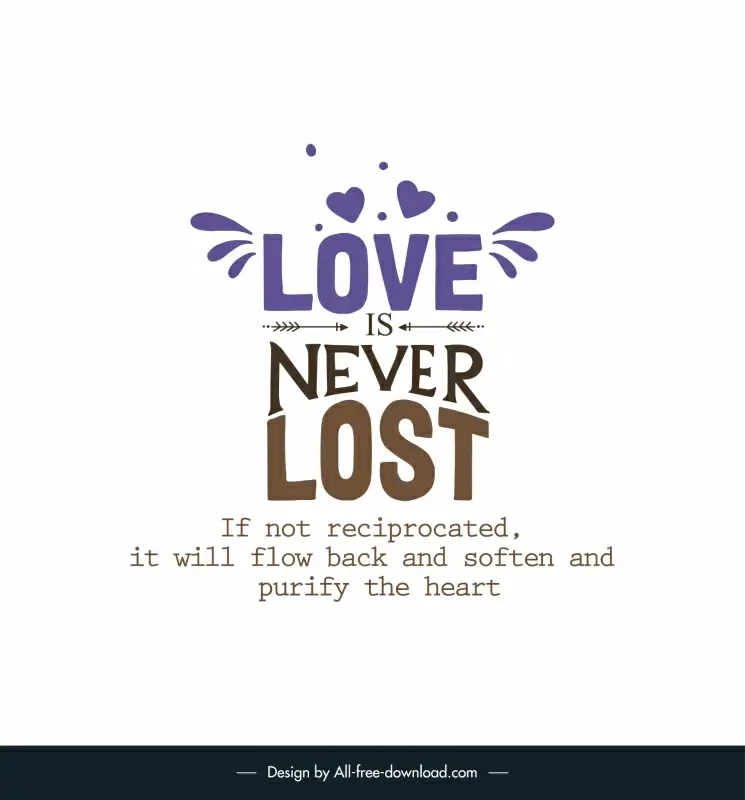 inspirational love quotes poster template symmetric classical texts hearts arrows layout