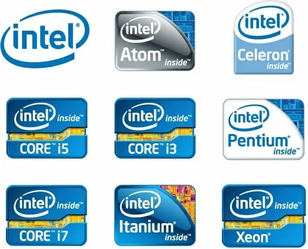 Intel Chip Logos Vector 