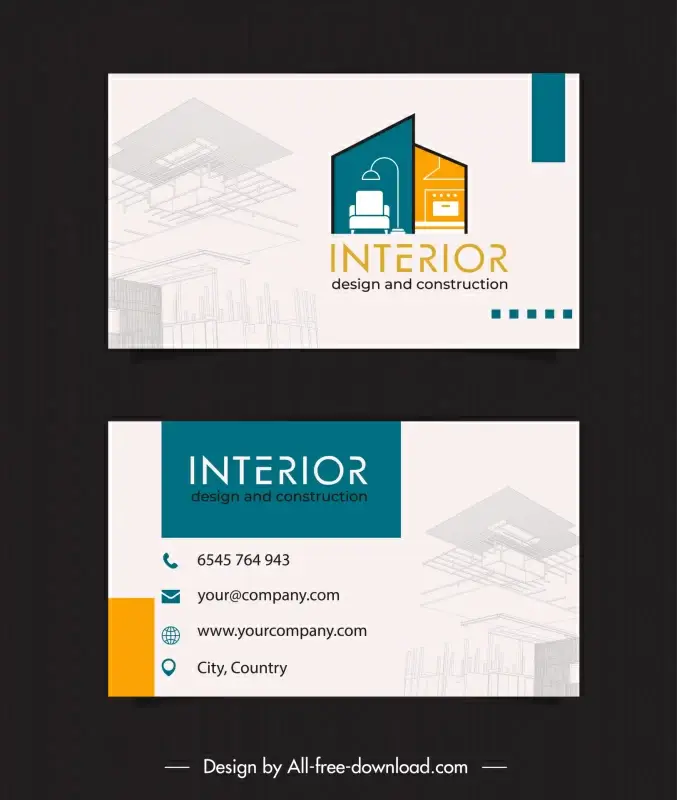 interior architect business card template 3d architecture sketch
