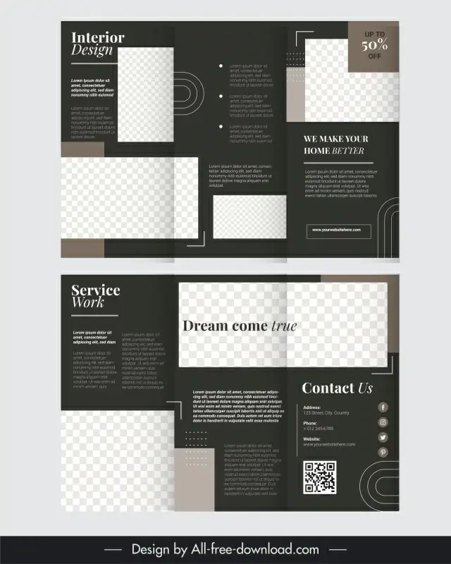 interior brochure template elegant contrast checkered 