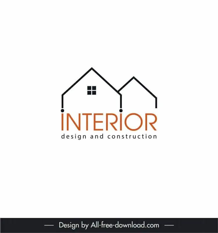 interior design and construction logotype flat house shape sketch geometric design