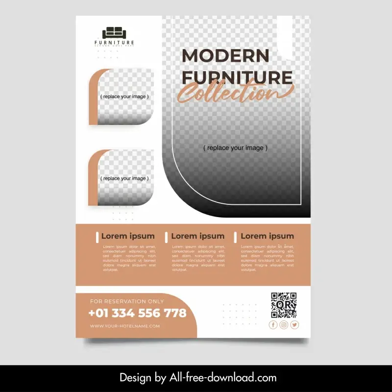 interior flyer template elegant modern checkered design