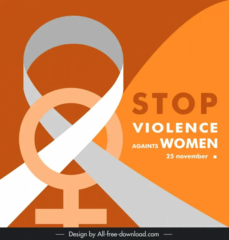 international day for the elimination of violence against women poster template ribbon female symbol sketch