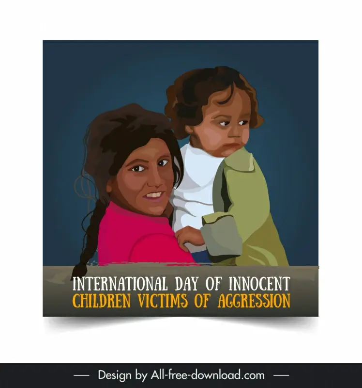 international day of innocent children victims poster template retro cartoon