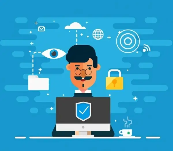internet security background businessman laptop security elements