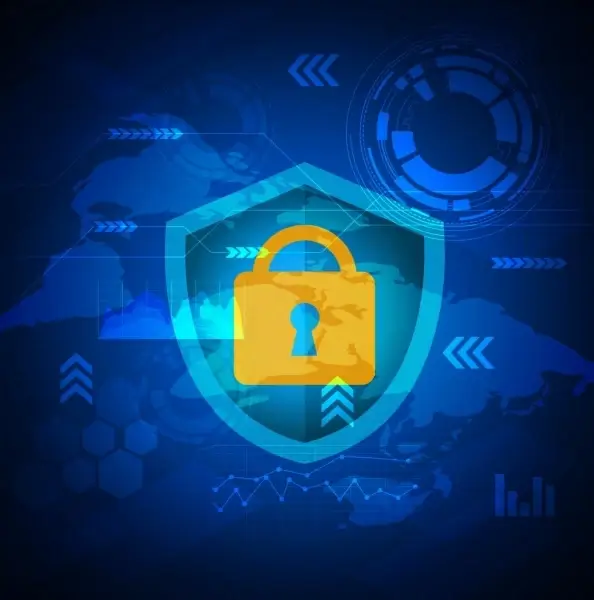 internet security background lock shield blue vignette design