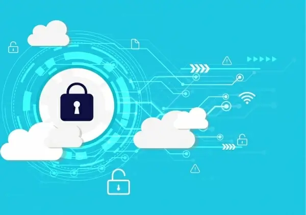 internet security background technology elements lock clouds icons
