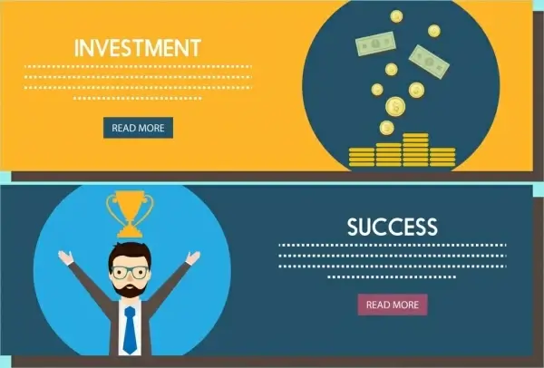 investment success concept banners colorful webpage style