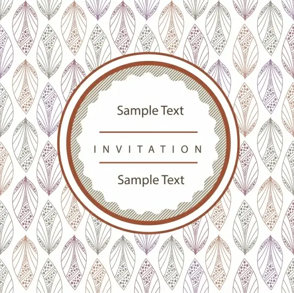 invitation card cover template classical sketch repeating leaves
