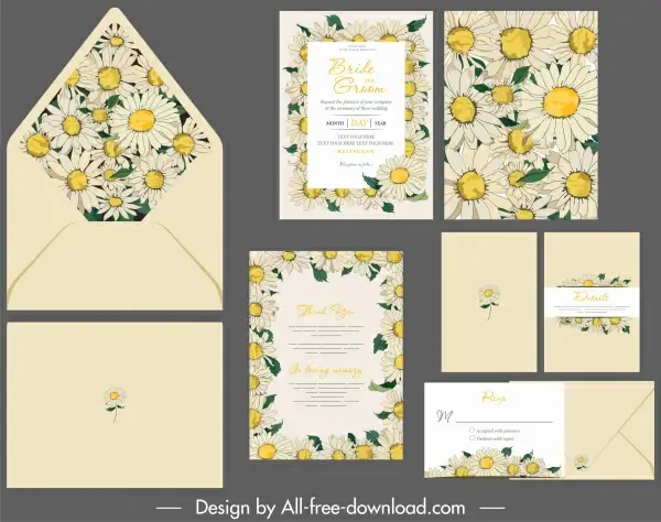 invitation card template elegant daisy botany decor