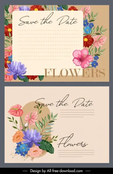 invitation card templates colorful elegant retro flora decor