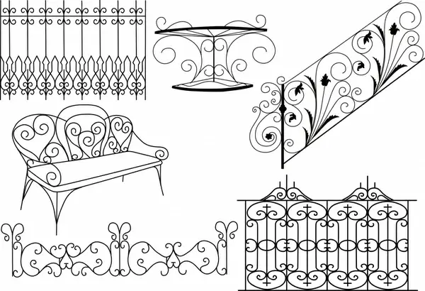 iron furniture design elements classical symmetric curves