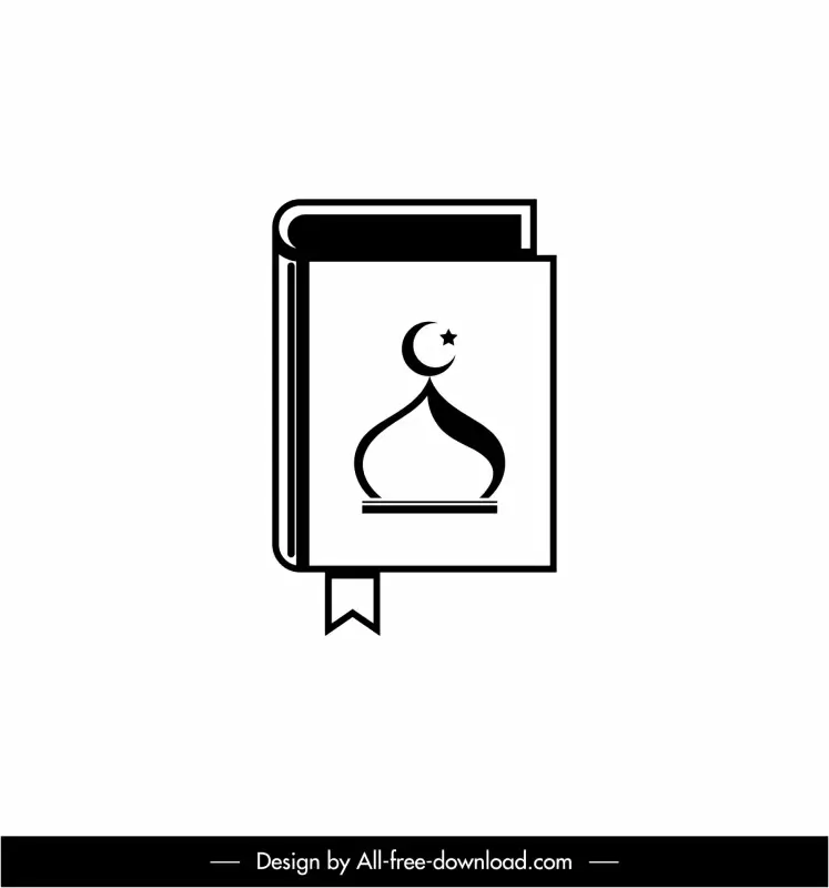 islam sign icon black white scripture book roof architecture outline