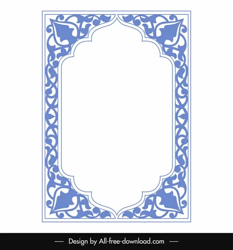 islamic border template elegant classic symmetric curves decor 