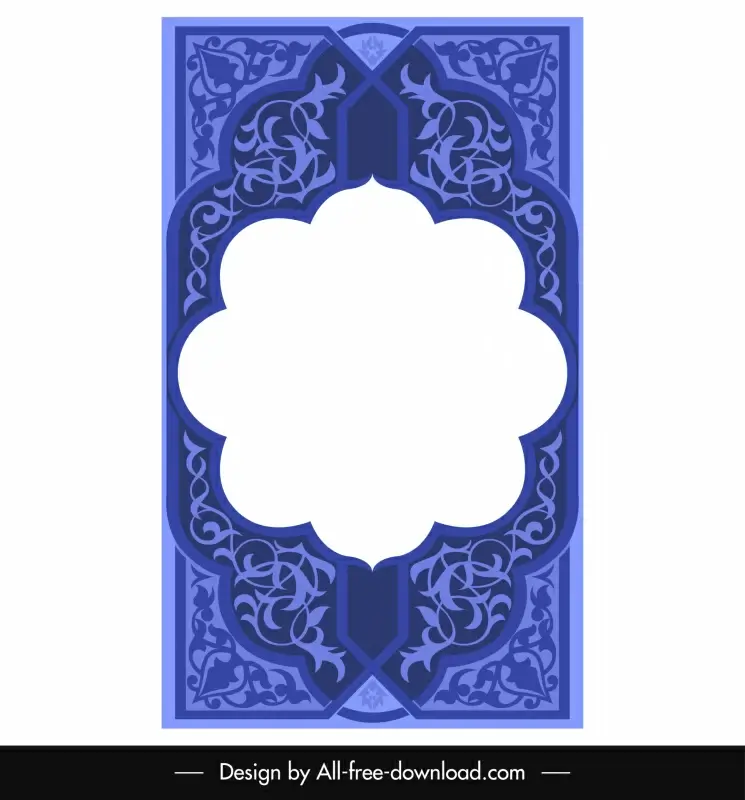 islamic border template symmetrical repeating curves cloud shape sketch
