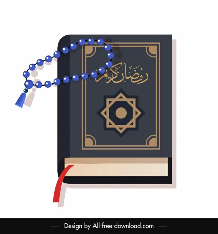 islamic design elements scripture book rosary sketch
